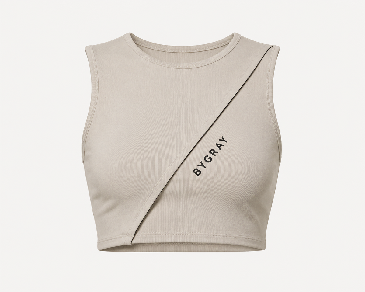 BYGRAY Diagonal Fold Crop Top