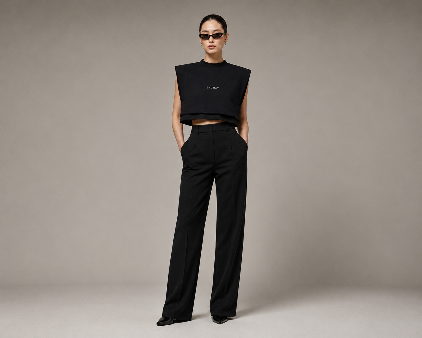 BYGRAY NYC Essentials Shoulder Crop Top